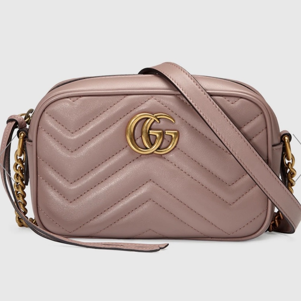 GUCCI MARMONT shoulder/crossbody bag dusty pink leather